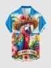 Parrot Fruit Juice Hibiscus Flowers Print Matching Hawaii Beach Outfit For Couples -  