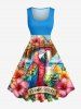 Parrot Fruit Juice Hibiscus Flowers Print Matching Hawaii Beach Outfit For Couples -  