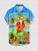 Parrot Coconut Tree Flowers Seascape Print Matching Hawaii Beach Outfit For Couples -  