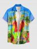 Parrot Coconut Tree Flowers Seascape Print Matching Hawaii Beach Outfit For Couples -  