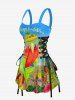 Parrot Coconut Tree Flowers Seascape Print Matching Hawaii Beach Outfit For Couples -  