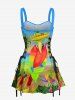Parrot Coconut Tree Flowers Seascape Print Matching Hawaii Beach Outfit For Couples -  