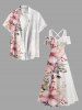 Ensemble de plage hawaïen assorti grande taille à imprimé fleurs et feuilles pour couples - Rose 