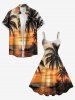 Plus Size Coconut Tree Sun Seascape Print Hawaii Tank Dress -  