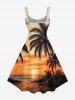 Plus Size Coconut Tree Sun Seascape Print Hawaii Tank Dress -  