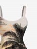 Plus Size Coconut Tree Sun Seascape Print Hawaii Tank Dress -  