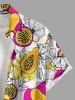 Chemise hawaïenne grande taille pour homme, imprimée de fleurs de papaye et de fruits, avec boutons et poche. - Jaune 5XL