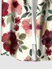 Chemise hawaïenne grande taille à imprimé floral et feuilles, boutons et poche pour homme - Rouge foncé L