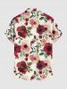 Plus Size Flowers Leaf Print Buttons Pocket Hawaii Shirt For Men -  