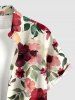 Plus Size Flowers Leaf Print Buttons Pocket Hawaii Shirt For Men -  