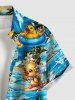 Plus Size Ducks Coconut Tree Flowers Print Buttons Pocket Hawaii Shirt For Men -  