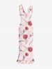 Robe hawaïenne à imprimé de roses et de feuilles, à volants et fente cache-cœur - Rose  XXL