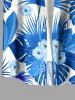 Chemise hawaïenne grande taille pour homme, à imprimé floral tropical et feuilles, boutons et poche. - Bleu L