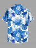 Chemise hawaïenne grande taille pour homme, à imprimé floral tropical et feuilles, boutons et poche. - Bleu L