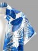 Chemise hawaïenne grande taille pour homme, à imprimé floral tropical et feuilles, boutons et poche. - Bleu L