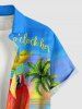 Chemise hawaïenne grande taille pour homme, à imprimé perroquet, cocotier et fleurs, paysage marin, boutons et poche. - Bleu clair L