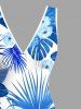 Flowers Tropical Leaf Print Hawaii Ruffles Split Surplice Dress -  