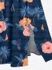 Robe mi-longue fendue hawaïenne à imprimé de cocotiers et d'hibiscus grande taille - Bleu profond 2X