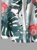 Chemise hawaïenne grande taille pour homme, à imprimé floral tropical et feuilles d'hibiscus, boutons et poche. - Blanc L