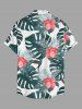 Chemise hawaïenne grande taille pour homme, à imprimé floral tropical et feuilles d'hibiscus, boutons et poche. - Blanc L