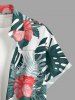 Chemise hawaïenne grande taille pour homme, à imprimé floral tropical et feuilles d'hibiscus, boutons et poche. - Blanc L