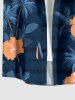 Chemise hawaïenne grande taille pour homme, à imprimé floral hibiscus et cocotiers, avec poches et boutons. - Bleu profond L