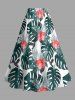 Jupe hawaïenne fendue à imprimé de feuilles tropicales et fleurs d'hibiscus grande taille - Vert profond 6X
