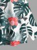 Jupe hawaïenne fendue à imprimé de feuilles tropicales et fleurs d'hibiscus grande taille - Vert profond 6X