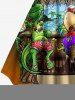Cartoon Parrot Lizard Seascape Print Hawaii A Line Dress -  