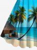 Coconut Tree Sea Beach Print Hawaii A Line Dress -  