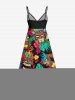 Ethnic Mask Tropical Leaf Hibiscus Flower Print Hawaii Surplice A Line Dress -  