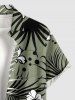 Plus Size Tropical Leaf Hibiscus Flower Print Hawaii Button Pocket Shirt For Men - Vert clair 6XL
