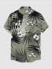 Plus Size Tropical Leaf Hibiscus Flower Print Hawaii Button Pocket Shirt For Men - Vert clair 6XL