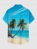 Coconut Tree Sea Beach Print Hawaii Button Pocket Shirt For Men - Bleu Ciel L