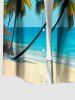 Coconut Tree Sea Beach Print Hawaii Button Pocket Shirt For Men - Bleu Ciel L