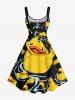 Robe trapèze hawaïenne à imprimé canard mignon grande taille - Noir M