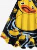 Robe trapèze hawaïenne à imprimé canard mignon grande taille - Noir M
