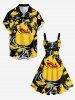 Robe trapèze hawaïenne à imprimé canard mignon grande taille - Noir M