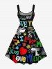 Colorful Letters Dog Heart Paw Print Hawaii A Line Dress -  