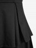 Robe trapèze vintage 2-en-1 à boutons et panneaux de dentelle fleurie pour grande taille - Noir L | US 12