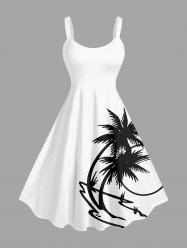 Plus Size Coconut Tree Print Hawaii Tank Dress -  