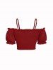 Ensemble assorti Hawaï à imprimé fleurs et feuilles grandes tailles - Rouge foncé 