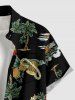Chemise hawaïenne grande taille pour homme, à imprimé tête de mort, cocotier et fleurs, boutons et poche. - Noir L