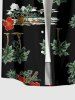 Chemise hawaïenne grande taille pour homme, à imprimé tête de mort, cocotier et fleurs, boutons et poche. - Noir 2XL