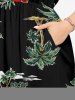 Robe mi-longue hawaïenne fendue à imprimé tête de mort, cocotier et fleurs, grande taille - Noir XXS