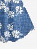 Robe débardeur hawaïenne à carreaux et fleurs d'hibiscus grande taille - Bleu Toile de Jean 4X