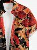 Flowers Leaf Print Buttons Pocket Hawaii Shirt For Men -  