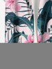 Hibiscus Flower Tropical Leaf Print Buttons Pocket Hawaii Shirt For Men -  