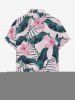 Hibiscus Flower Tropical Leaf Print Buttons Pocket Hawaii Shirt For Men -  