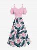 Jupe hawaïenne fendue à imprimé tropical et fleurs d'hibiscus grande taille - Rose  1X